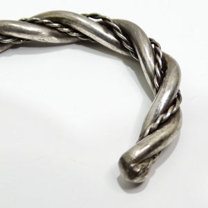Solid Silver 1960s Rope Cuff Bracelet