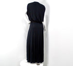 1970s Morty Sussman Black Open Belted Evening Maxi Dress