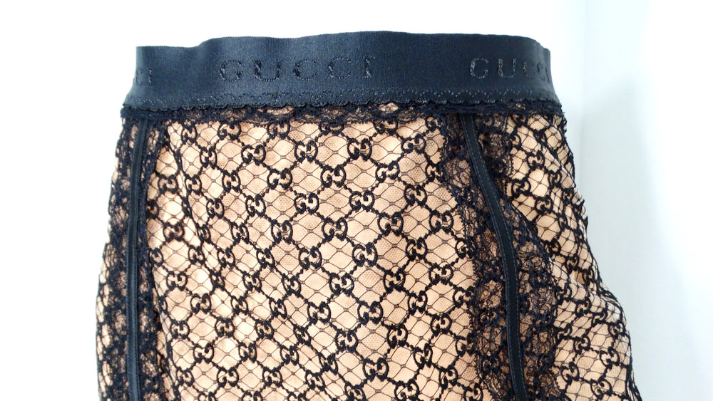 Gucci GG Lace Embroidered Midi Skirt With Attachable Silk Slip