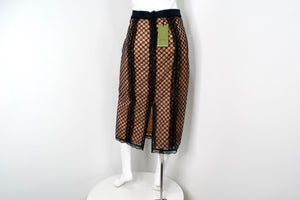 Gucci GG Lace Embroidered Midi Skirt With Attachable Silk Slip