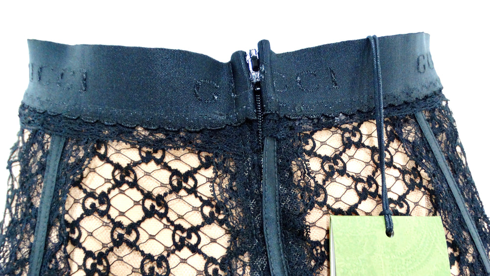 Gucci GG Lace Embroidered Midi Skirt With Attachable Silk Slip