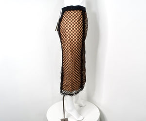 Gucci GG Lace Embroidered Midi Skirt With Attachable Silk Slip