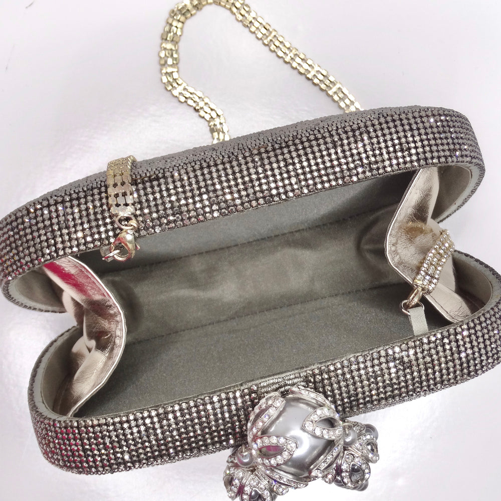 Crystal Embellished Faux Pearl Clutch Bag