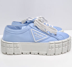 Prada Double Wheel Re-Nylon Gabardine Sneakers in Light Blue