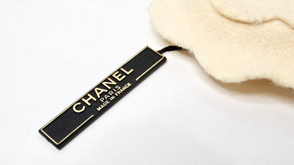 1998 Chanel Cream Camellia Flower Fabric Brooch