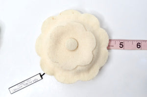 1998 Chanel Cream Camellia Flower Fabric Brooch