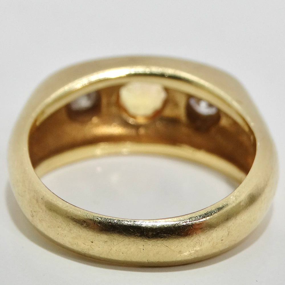 14K Solid Gold Diamond Sapphire Ring