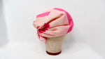 1960s Neiman Marcus Custom Pink Stripe Print Silk Turban