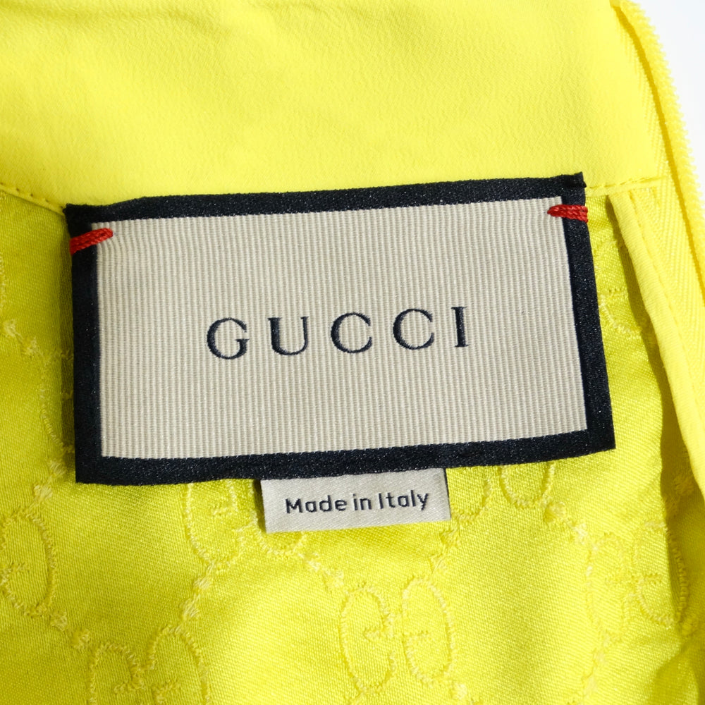 Gucci Yellow Monogram Satin Crop Top