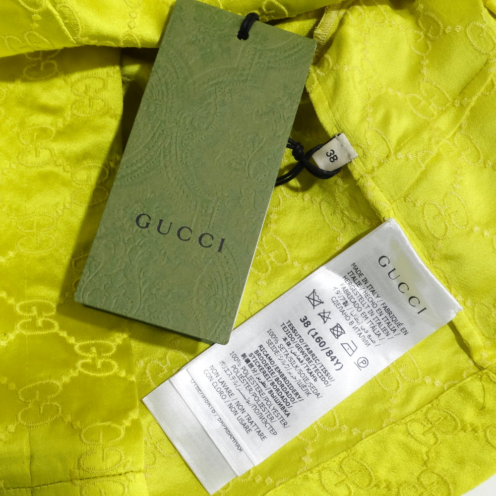 Gucci Yellow Monogram Satin Crop Top