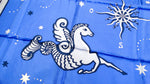 Vintage Air France Blue & White Hippocampus Print Silk Scarf