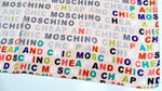 2010 Moschino Cheap & Chic Pink Multicolor Logo Print Silk Scarf