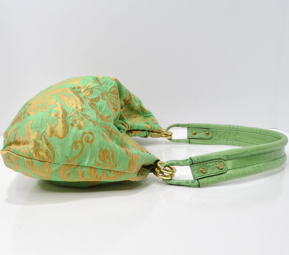KATE SPADE Vintage Green Pink Floral Fabric Handbag - Gold Chain & Leather  Trim | eBay