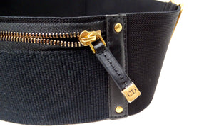 Christian Dior Black Calfskin & Elastic Saddle Belt