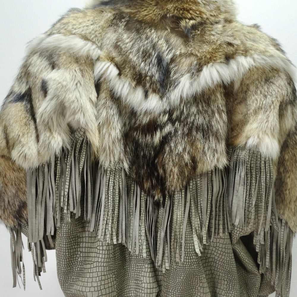 1980s Carlo Palazzi Coyote Fur Leather Fringe Jacket