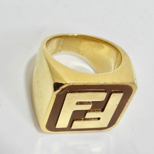 Fendi FF Logo Gold Tone Ring