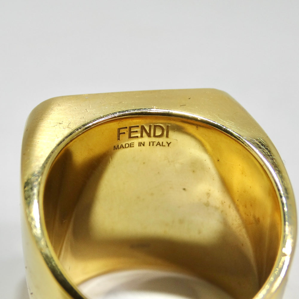 Fendi FF Logo Gold Tone Ring
