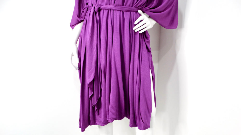 1980s Capriccio Italian Made Purple Toga Belted Dress