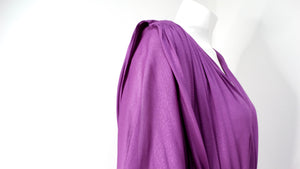 1980s Capriccio Italian Made Purple Toga Belted Dress