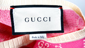 Gucci Pink GG Monogram Logo Cotton Knit Top