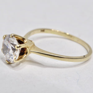 14K Yellow Gold 1980s Cubic Zirconia Engagement Ring