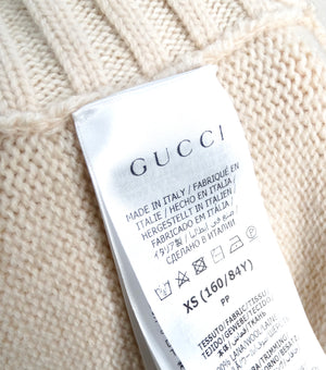 Gucci Beige & Stripe Collar Wool Vest With Embroidered Interlocking GG Logo