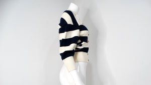 Alexander McQueen Striped Wool & Cashmere Blend Button-Up Sweater