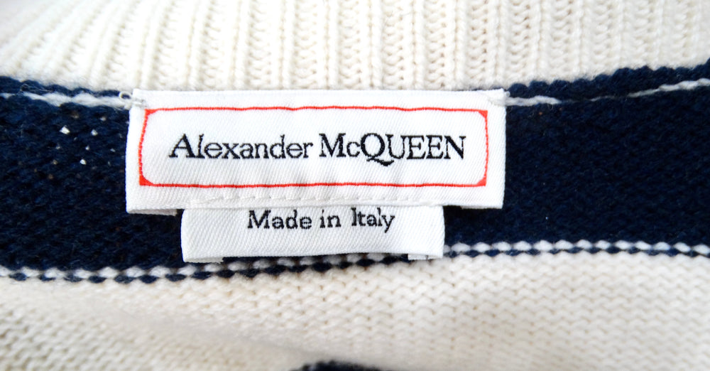 Alexander McQueen Striped Wool & Cashmere Blend Button-Up Sweater