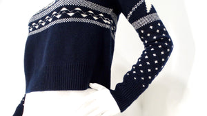 Christian Dior Navy & White Wool Cashmere Blend Knit Pullover Sweater