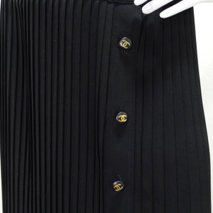 Chanel 90s Black Pleated Midi Skirt