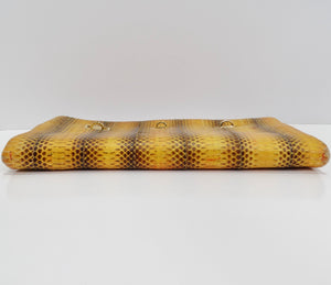 VBH 1980s Yellow Snakeskin Embossed Leather Clutch