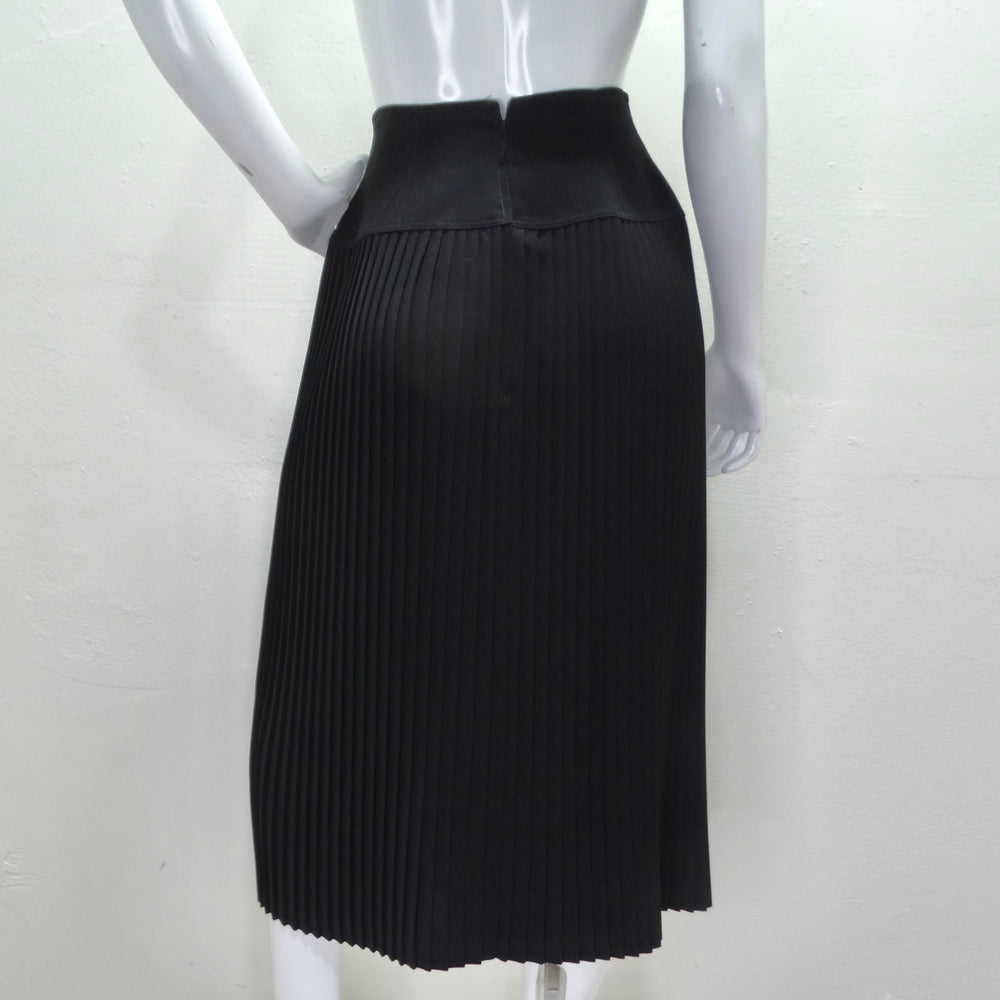 Chanel 90s Black Pleated Midi Skirt