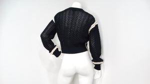 Chanel Black & White Knit Cotton & Silk Cropped Sweater