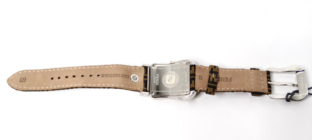 Fendi B. Stainless Steel Zucca Canvas Wrist Watch