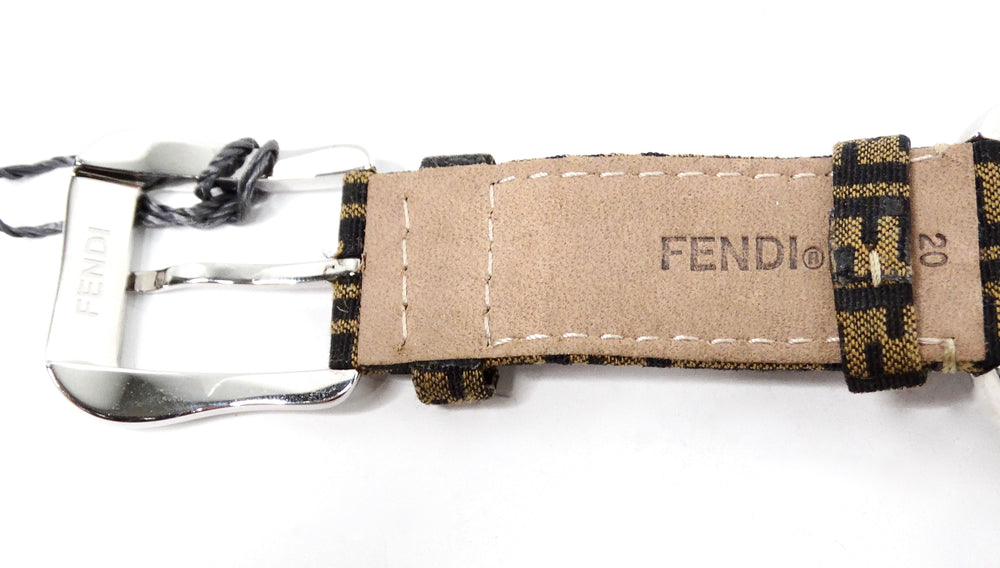 Fendi B. Stainless Steel Zucca Canvas Wrist Watch