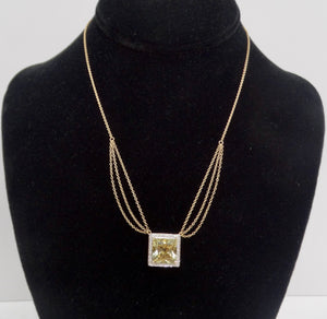 14K Gold Citrine Diamond Necklace and Earrings Set