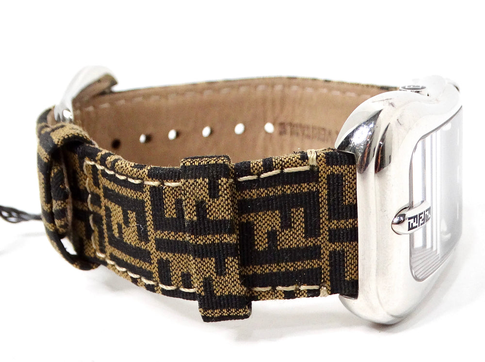 Fendi B. Stainless Steel Zucca Canvas Wrist Watch