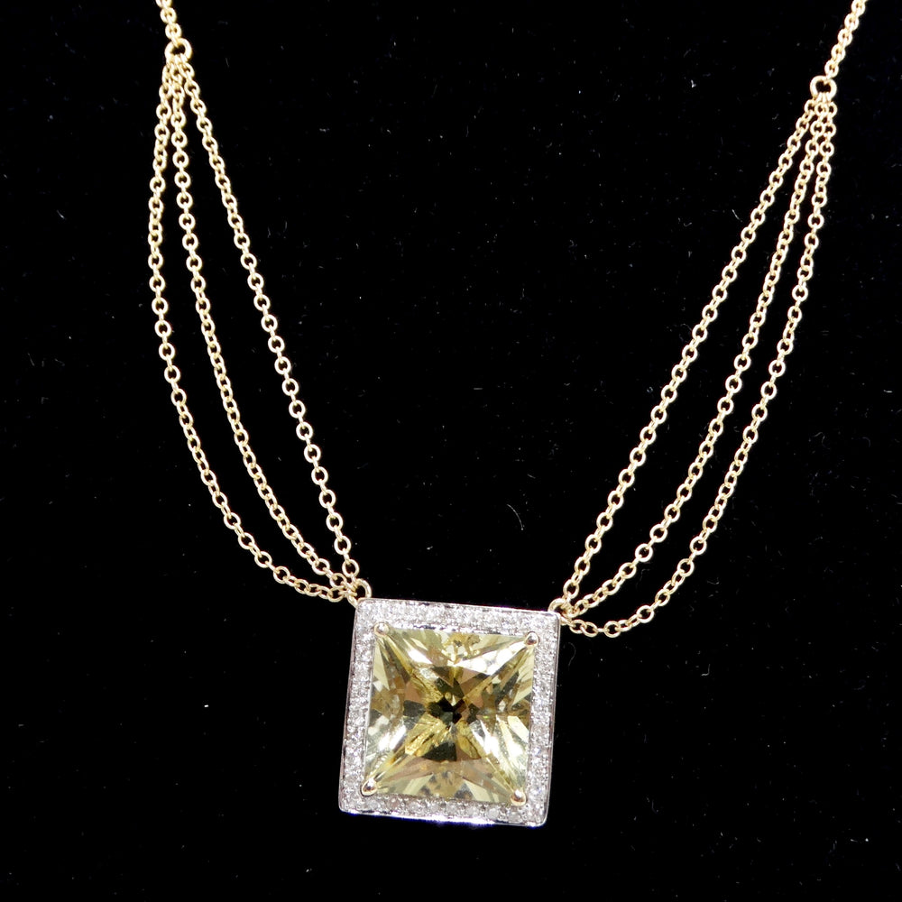 14K Gold Citrine Diamond Necklace