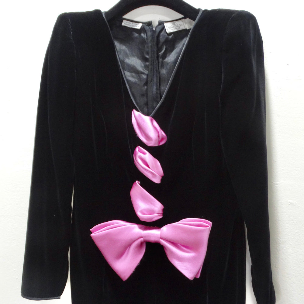 valentino pink dress with bows Valentino Garavani Bow Detail Long Sleeve Crepe Couture Midi Dress in Pink