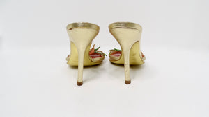 2005 Dsquared2 Marijuana Leaf Metallic Gold Sandal Heels