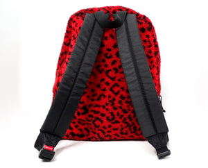 Supreme Red & Black Leopard Print Fleece Backpack circa 2017