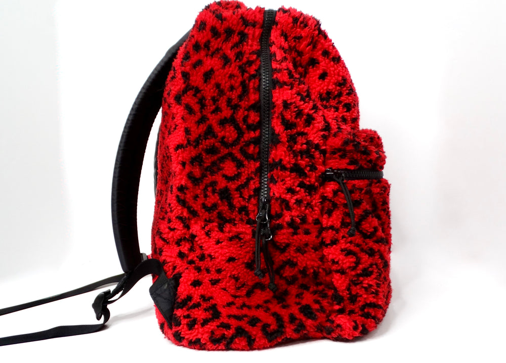 Supreme Red & Black Leopard Print Fleece Backpack circa 2017