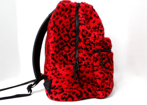Supreme Red & Black Leopard Print Fleece Backpack circa 2017
