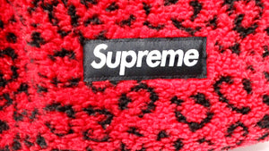 Supreme Red & Black Leopard Print Fleece Backpack circa 2017
