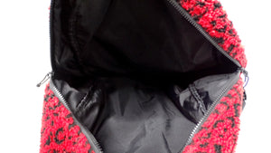 Supreme Red & Black Leopard Print Fleece Backpack circa 2017