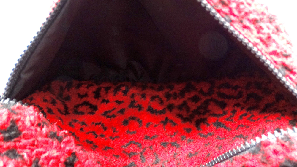 Supreme Red & Black Leopard Print Fleece Backpack circa 2017