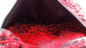 Supreme Red & Black Leopard Print Fleece Backpack circa 2017