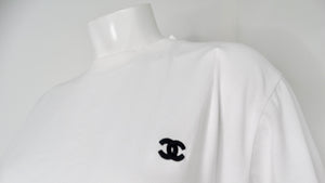 Chanel White Cotton Interlocking CC Embroidered Logo Uniform T-Shirt