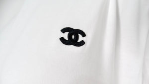 Chanel White Cotton Interlocking CC Embroidered Logo Uniform T-Shirt