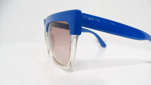 1980s Blue & Clear Oversized Geometric Tinted Sunglasses